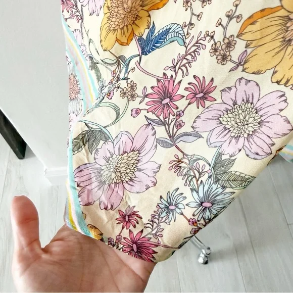 Hale Bob Floral Tie Front Tie Straps Babydoll Cami Blouse Top Size XL - Picture 3 of 6